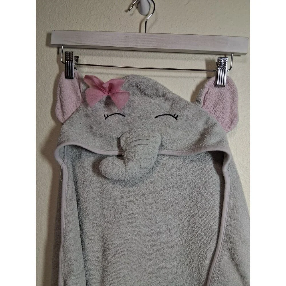 Elephant Hooded Bath Towel Gray Girls